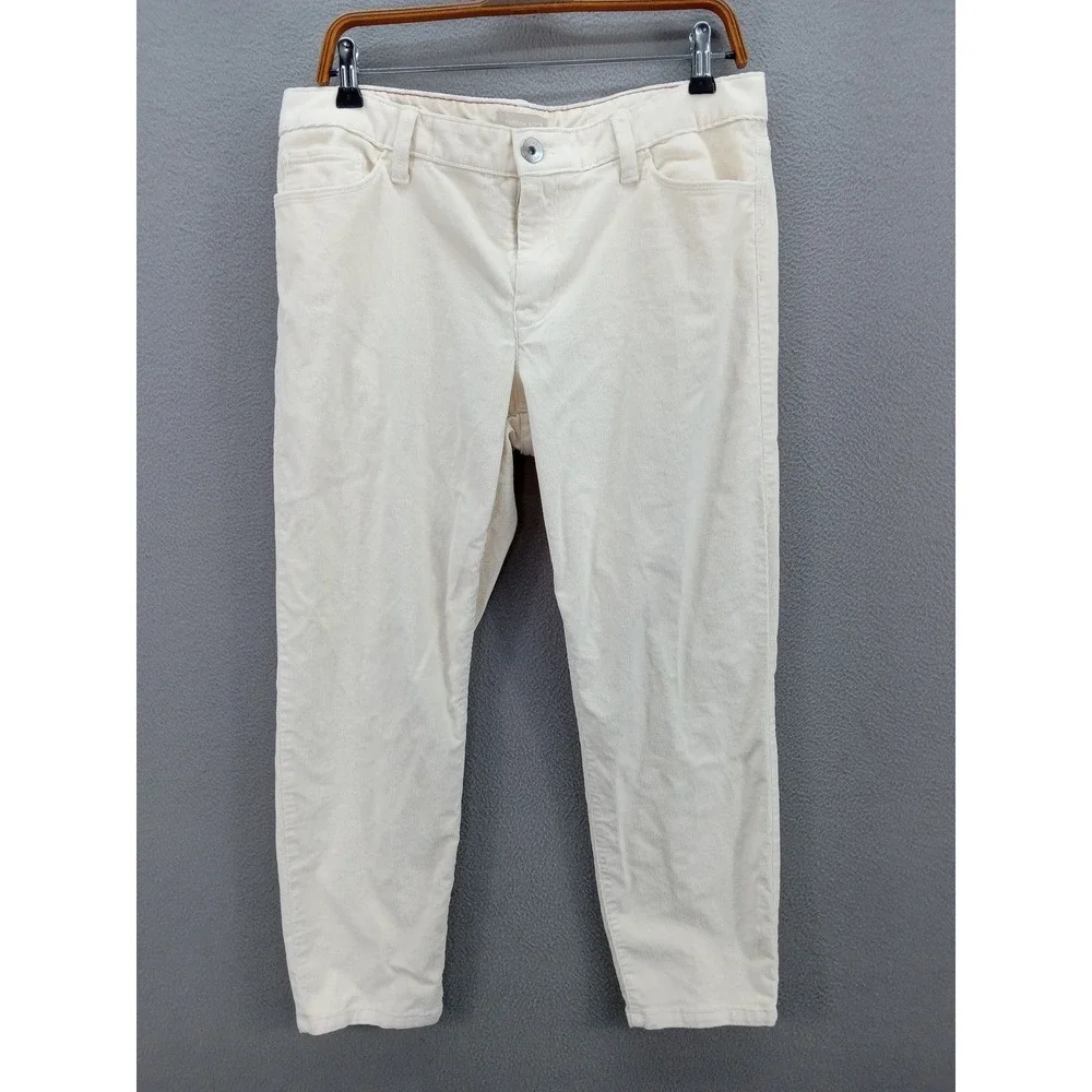 Banana Republic Skinny Ankle Corduroy Pants Mens 31P Mid Rise Stretch Rich Cream